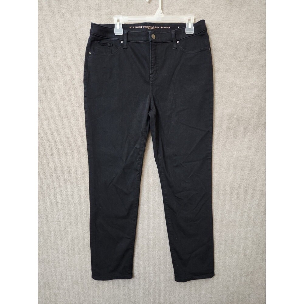 Chicos So Slimming Girlfriend Slim Leg Ankle Jeans Womens 2 US 12 Black Stretch
